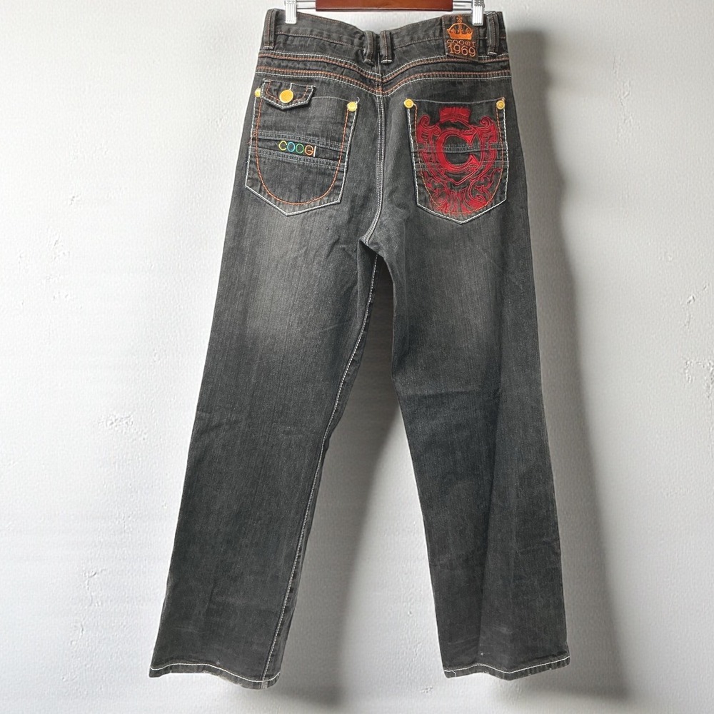 Coogi Jeans Men's 36x34 Black Embroidered Y2K Baggy‎ Streetwear Vintage Hip Hop